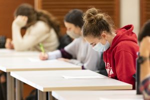 Students participating in a Philosophy course assignment in Spring 2021.