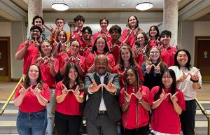 Dean Wilcots with 2024 Dean's Ambassadors.
