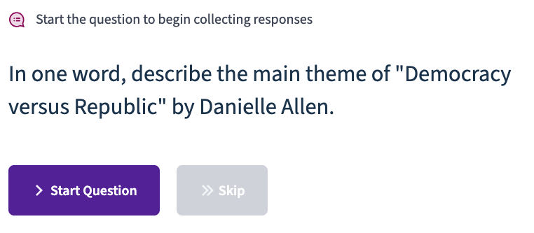Word Answer prompt in Top Hat interface. Detailed description in caption. 