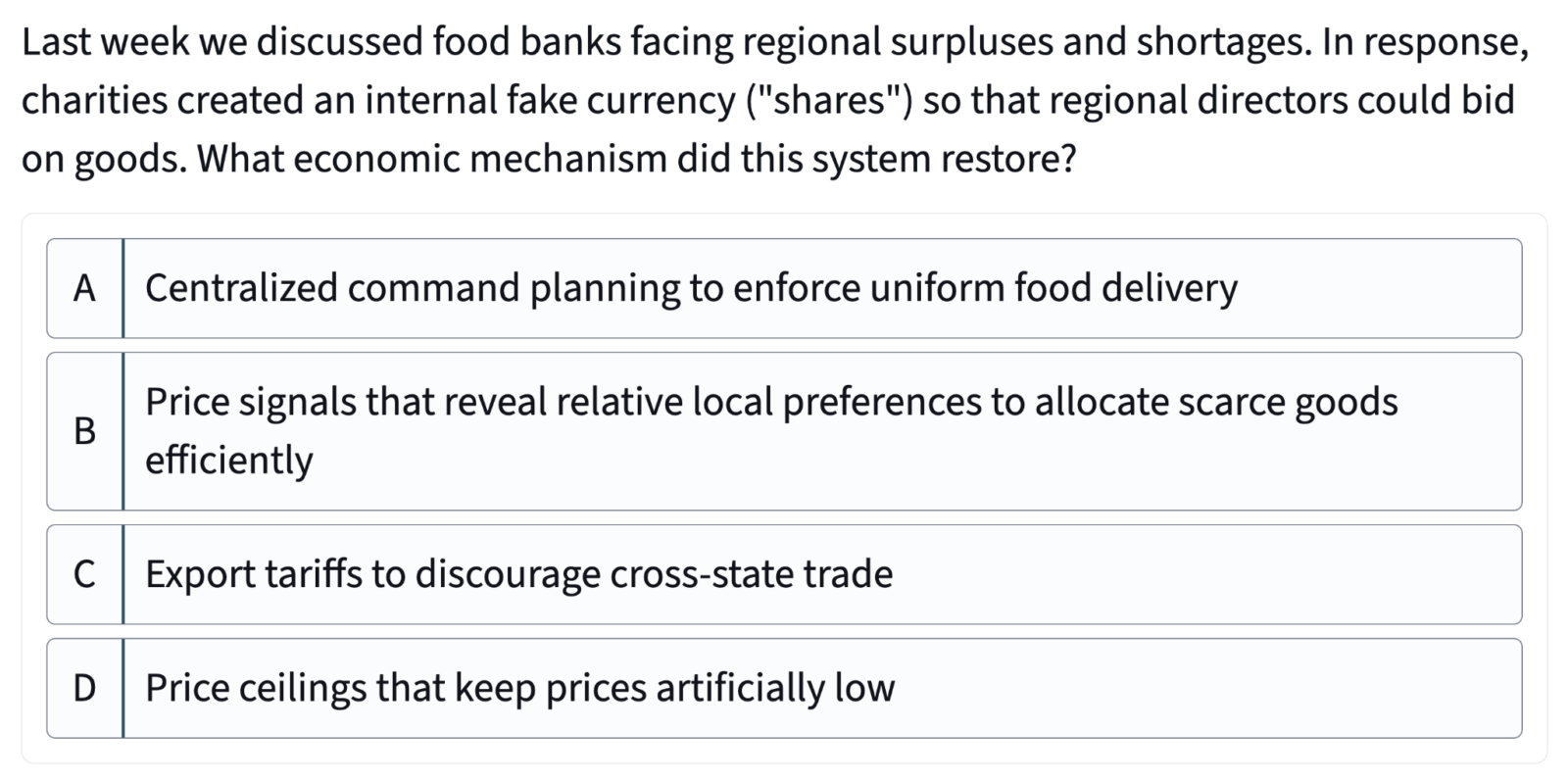 Multiple choice question in Top Hat interface. Detailed description in caption. 